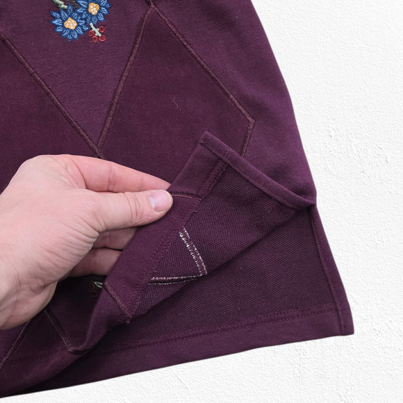 Vintage 90s Alfred Dunner Maroon Embroidered Floral Sweatshirt Size Medium - Picture 6 of 8